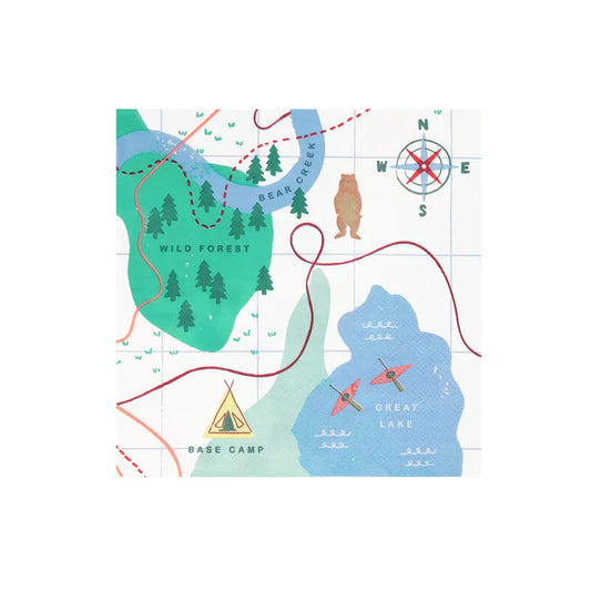 Camping adventure map napkins L Meri Meri