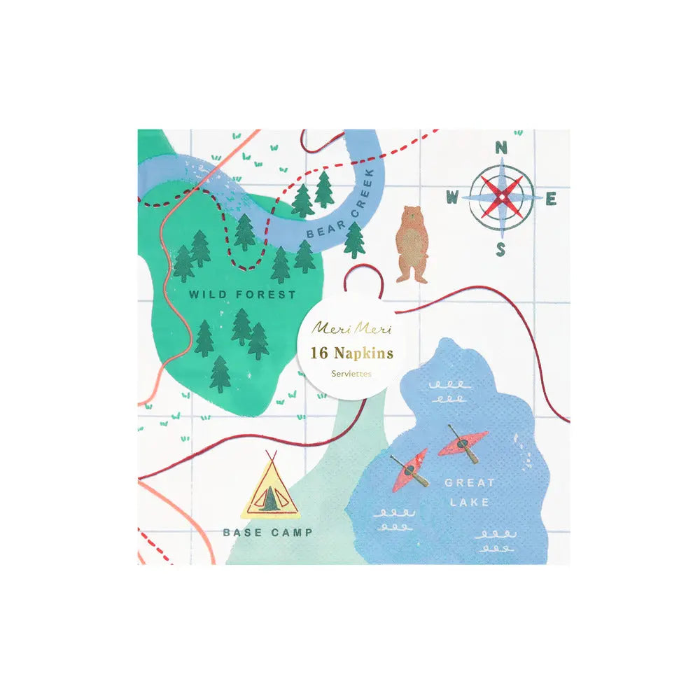 Camping adventure map napkins L Meri Meri
