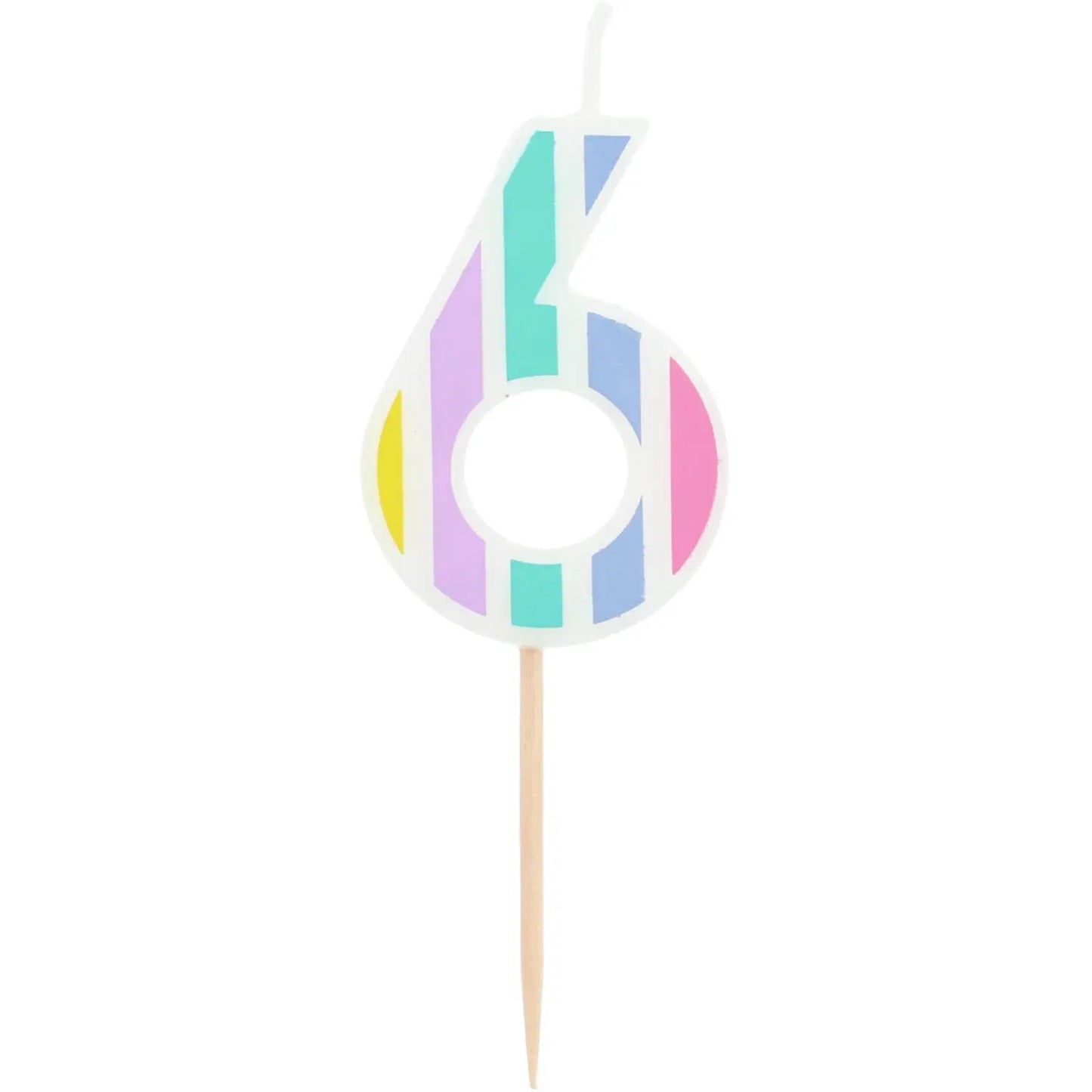 Candle Pastel Number 6 Multicolour Folat