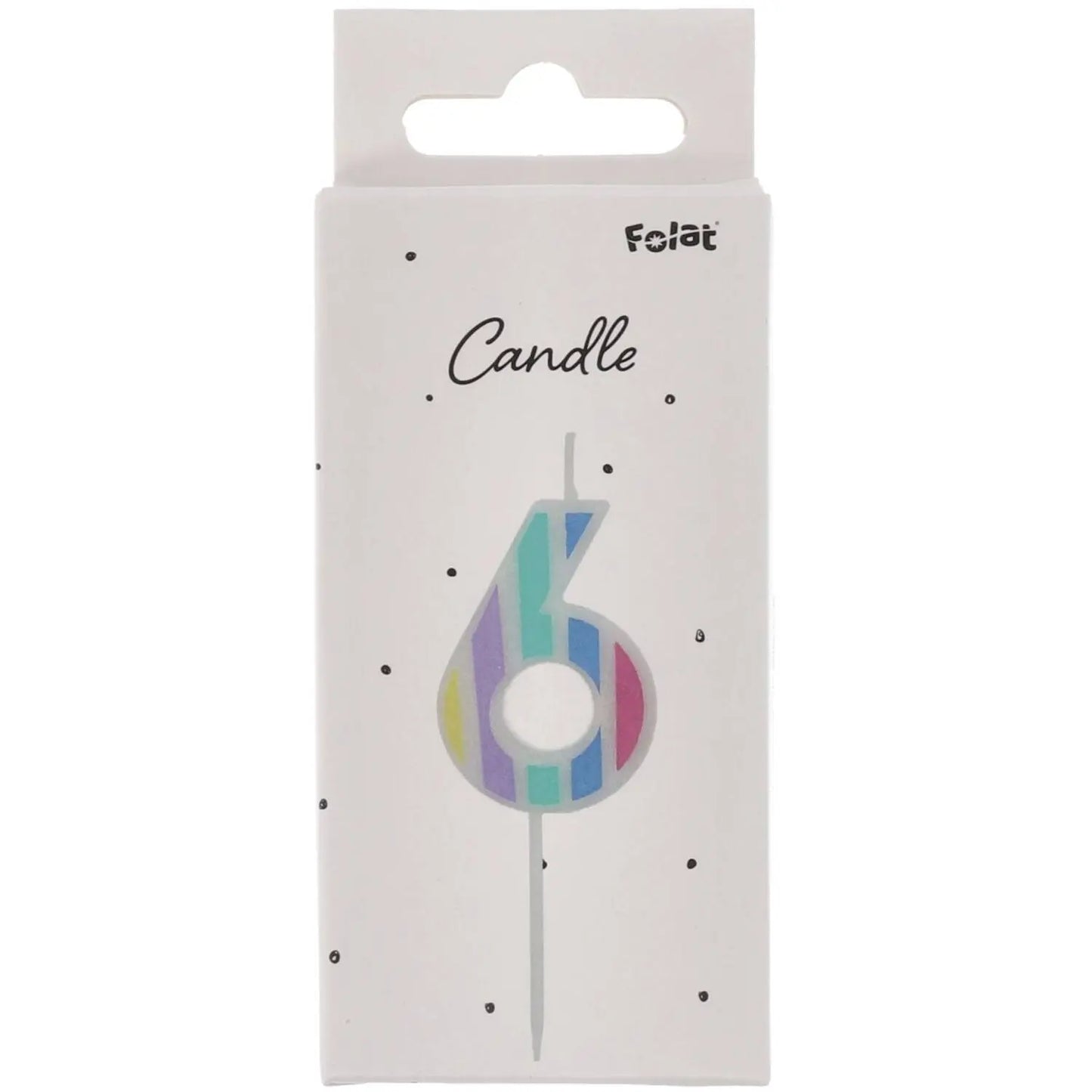 Candle Pastel Number 6 Multicolour Folat