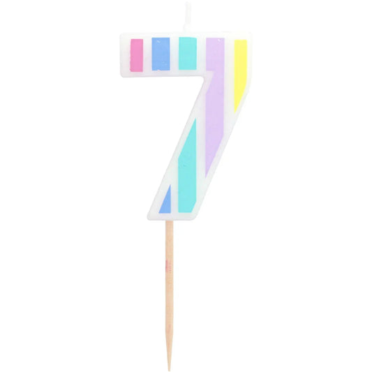 Candle Pastel Number 7 Multicolour Folat