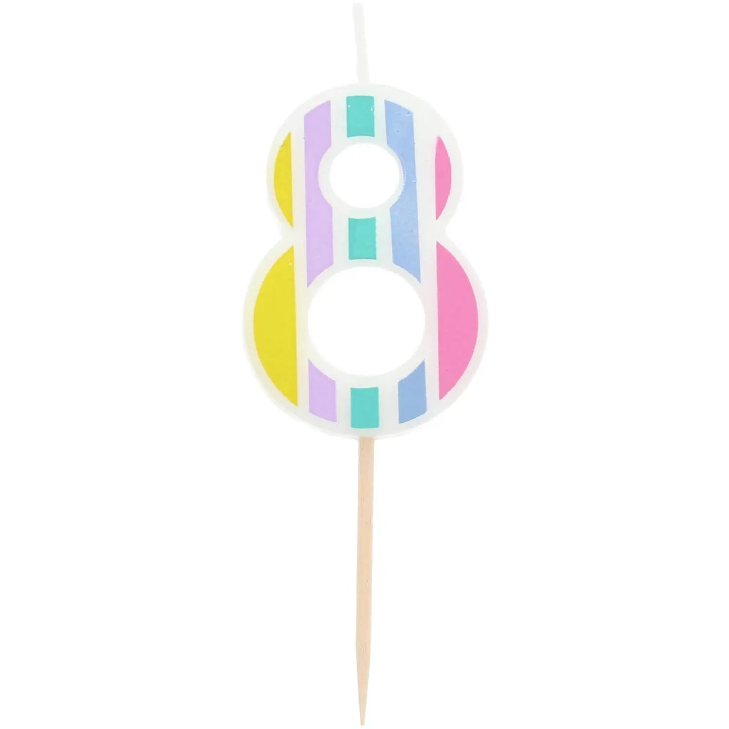 Candle Pastel Number 8 Multicolour Folat
