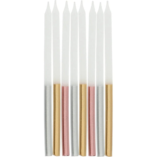 Candles Glamour Metallic 10cm - 24 pieces Folat