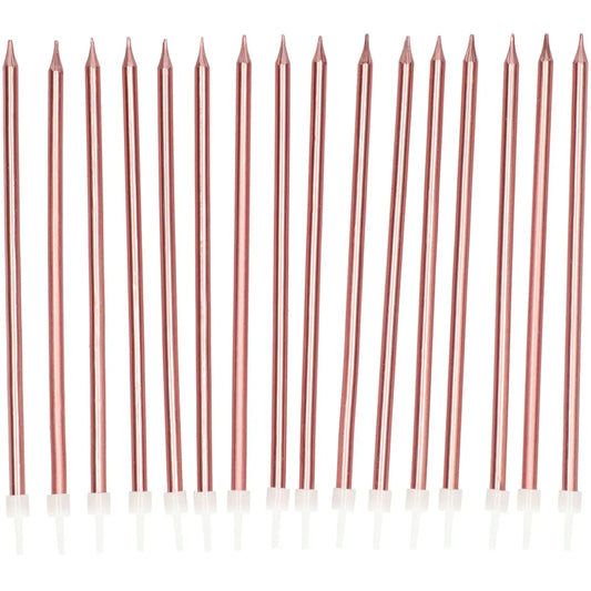 Candles Rose Gold Metallic 15cm - 16 pieces Folat
