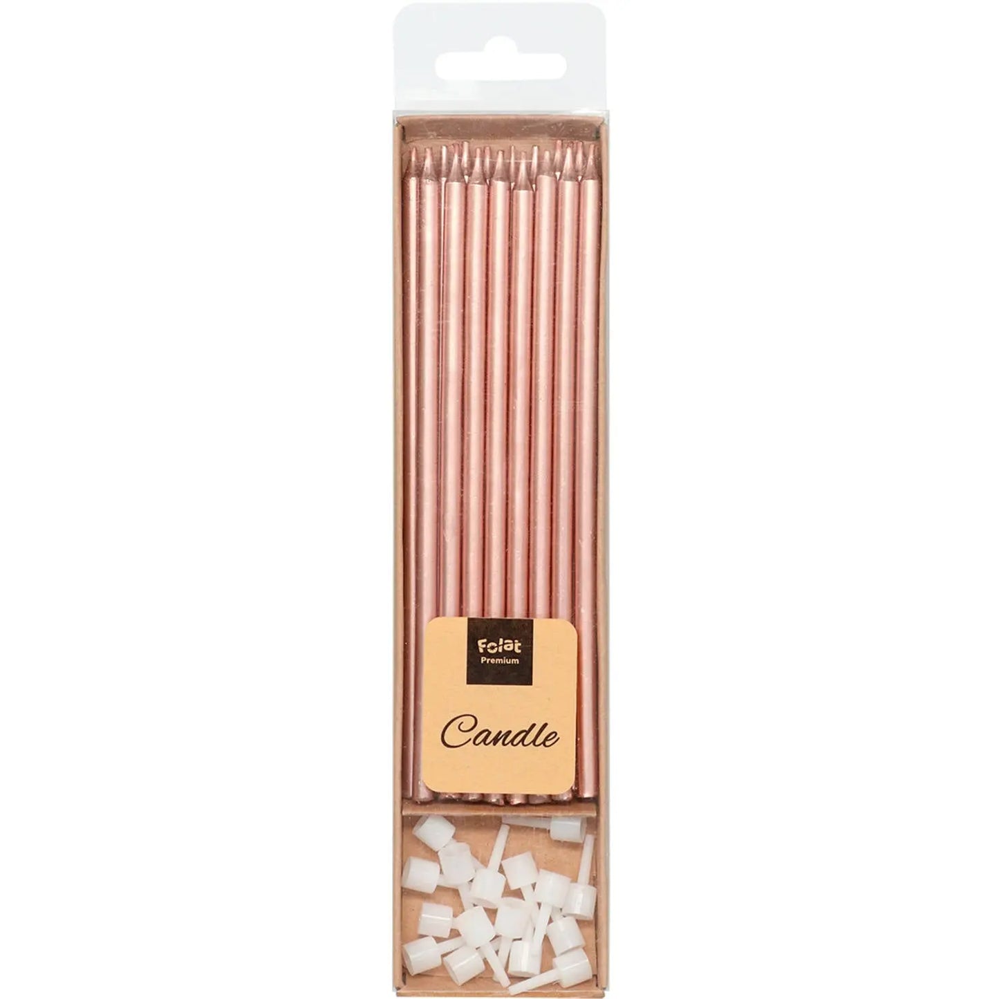 Candles Rose Gold Metallic 15cm - 16 pieces Folat