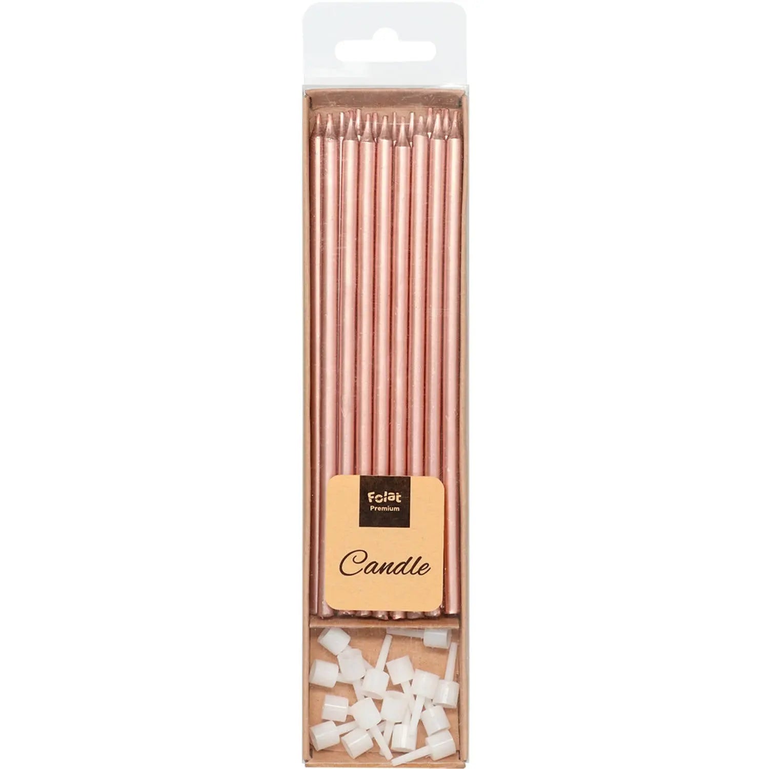 Candles Rose Gold Metallic 15cm - 16 pieces Folat