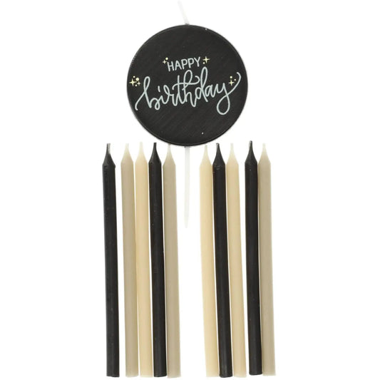 Candles Set - Crème Noir - 9,5 cm - 11 pieces Folat
