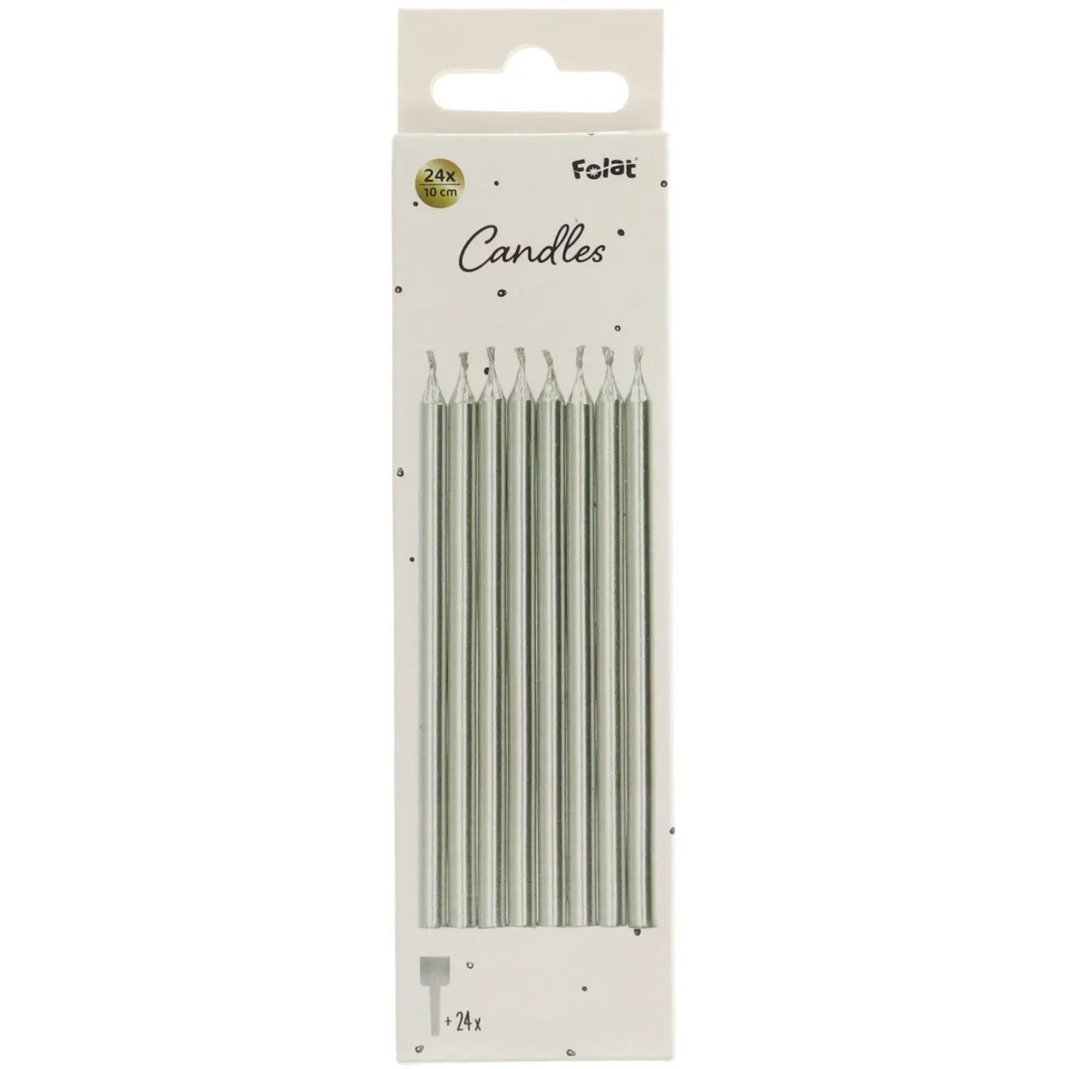 Candles Silver - 10 cm - 24 pieces Folat