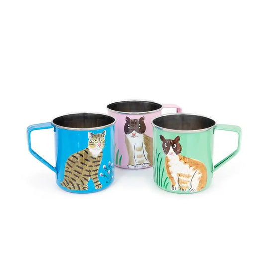 Cat Mugs - Hand Painted Hf HELIO FERRETI