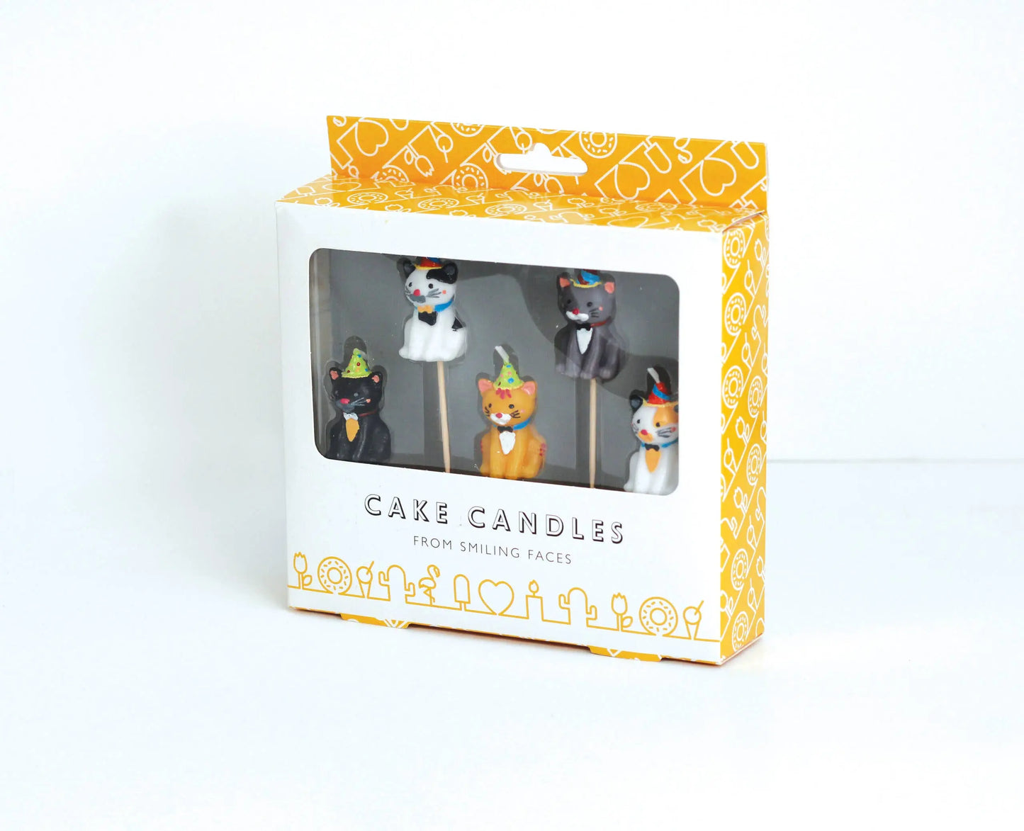 Cats in Party Hats Cake Candles Smiling Faces