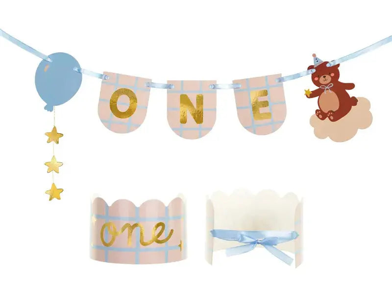 Chair banner and crown Teddy Bear, 50x20.5 cm, mix Partydeco