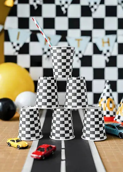 Chessboard cups, 220 ml, mix Partydeco