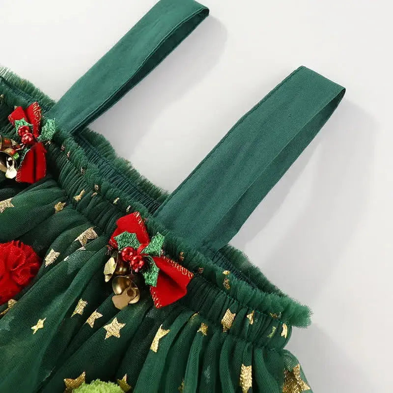 Christmas Green Tulle Pom Pom Dress The Party Ville
