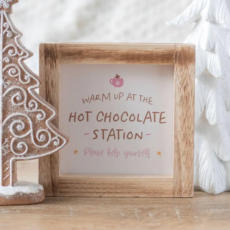 Christmas Hot Chocolate Station Wooden Frame Sign Something Different Wholesale
