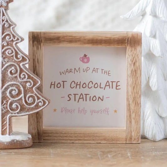 Christmas Hot Chocolate Station Wooden Frame Sign Something Different Wholesale