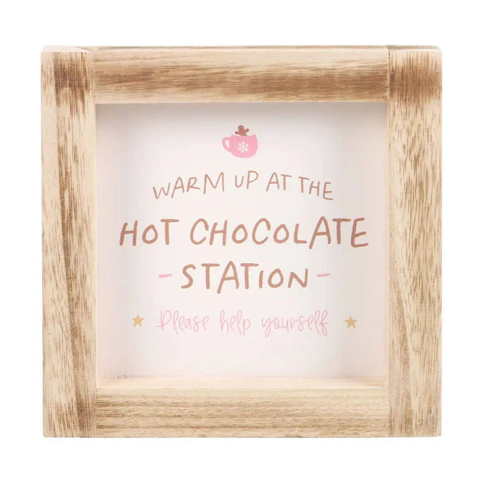 Christmas Hot Chocolate Station Wooden Frame Sign Something Different Wholesale