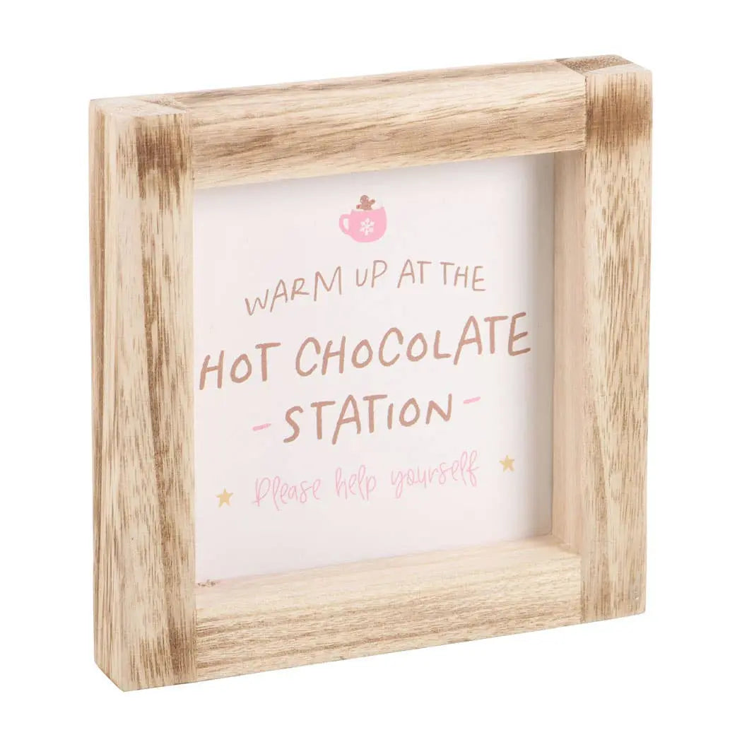 Christmas Hot Chocolate Station Wooden Frame Sign Something Different Wholesale