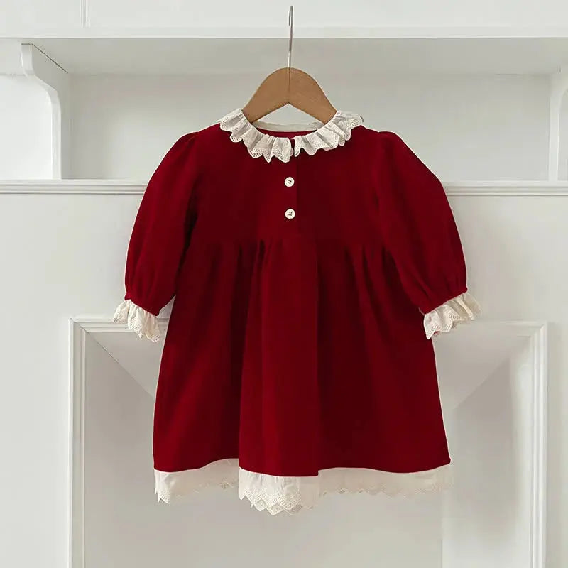 Christmas Lace Red Velvet Dress The Party Ville