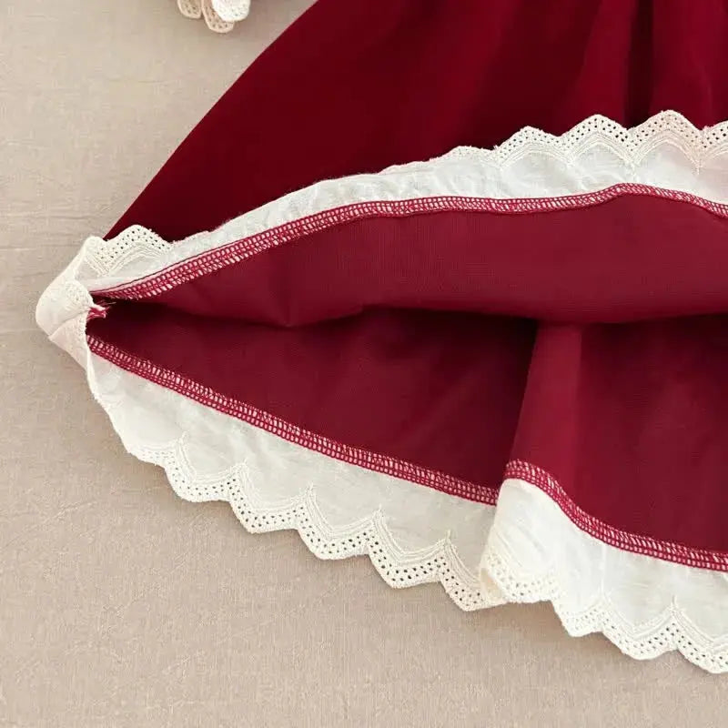 Christmas Lace Red Velvet Dress The Party Ville