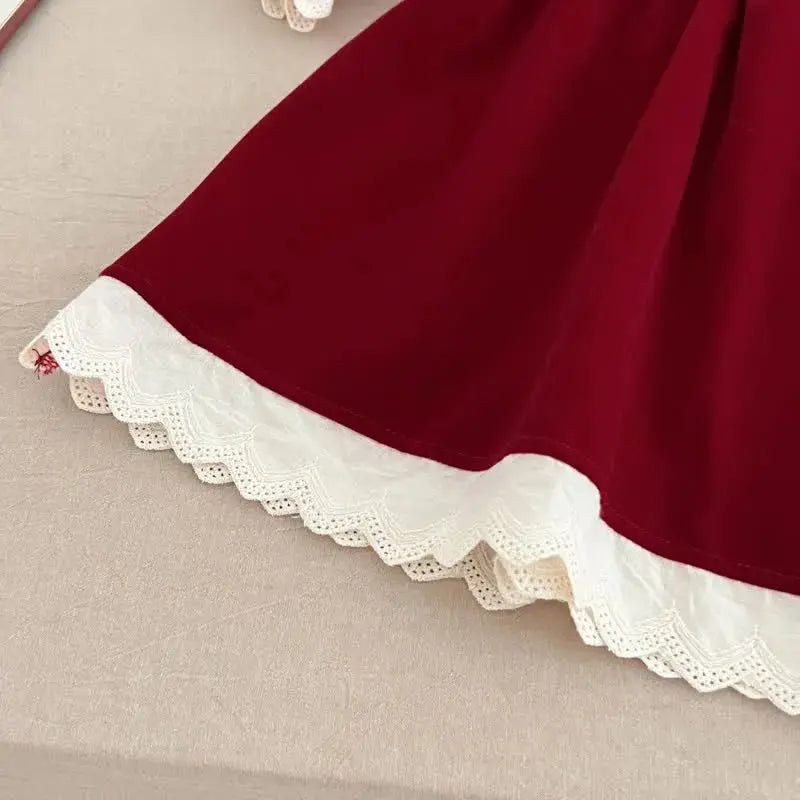 Christmas Lace Red Velvet Dress The Party Ville