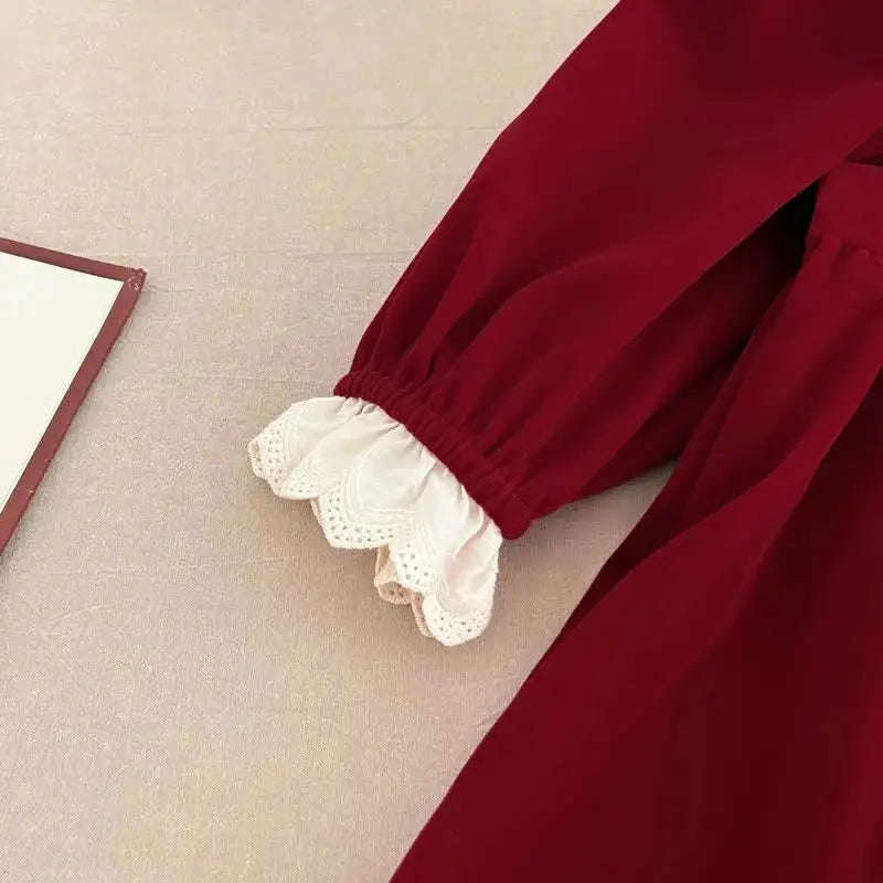 Christmas Lace Red Velvet Dress The Party Ville