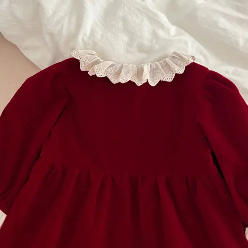 Christmas Lace Red Velvet Dress The Party Ville