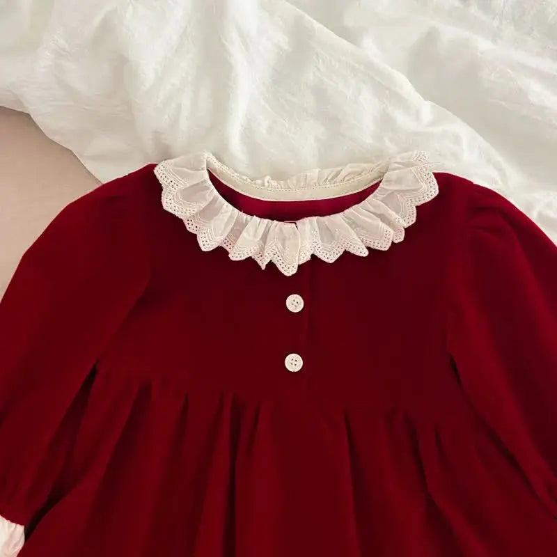 Christmas Lace Red Velvet Dress The Party Ville