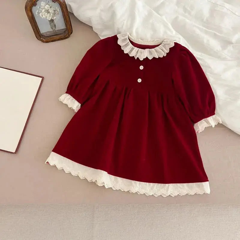 Christmas Lace Red Velvet Dress The Party Ville