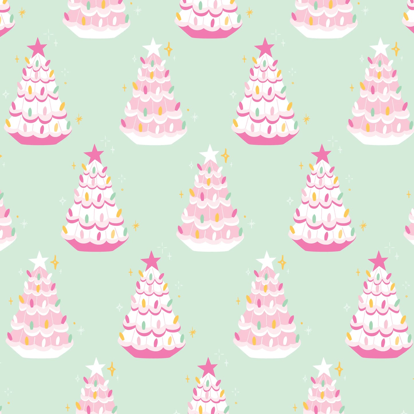 Christmas Pink Retro Trees Wrapping Paper - Roll of 3 Sheets Rock Paper Scissors