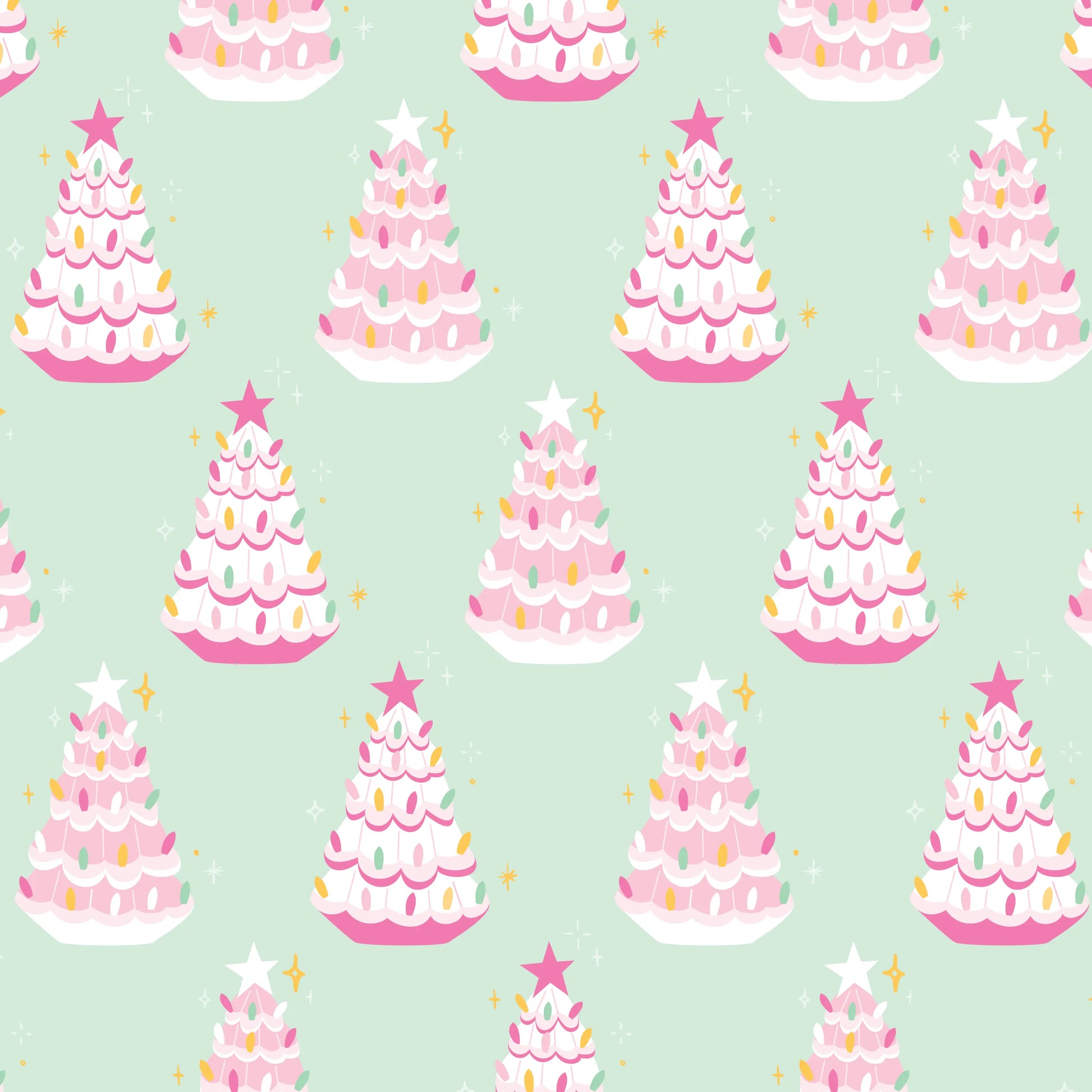 Christmas Pink Retro Trees Wrapping Paper - Roll of 3 Sheets Rock Paper Scissors