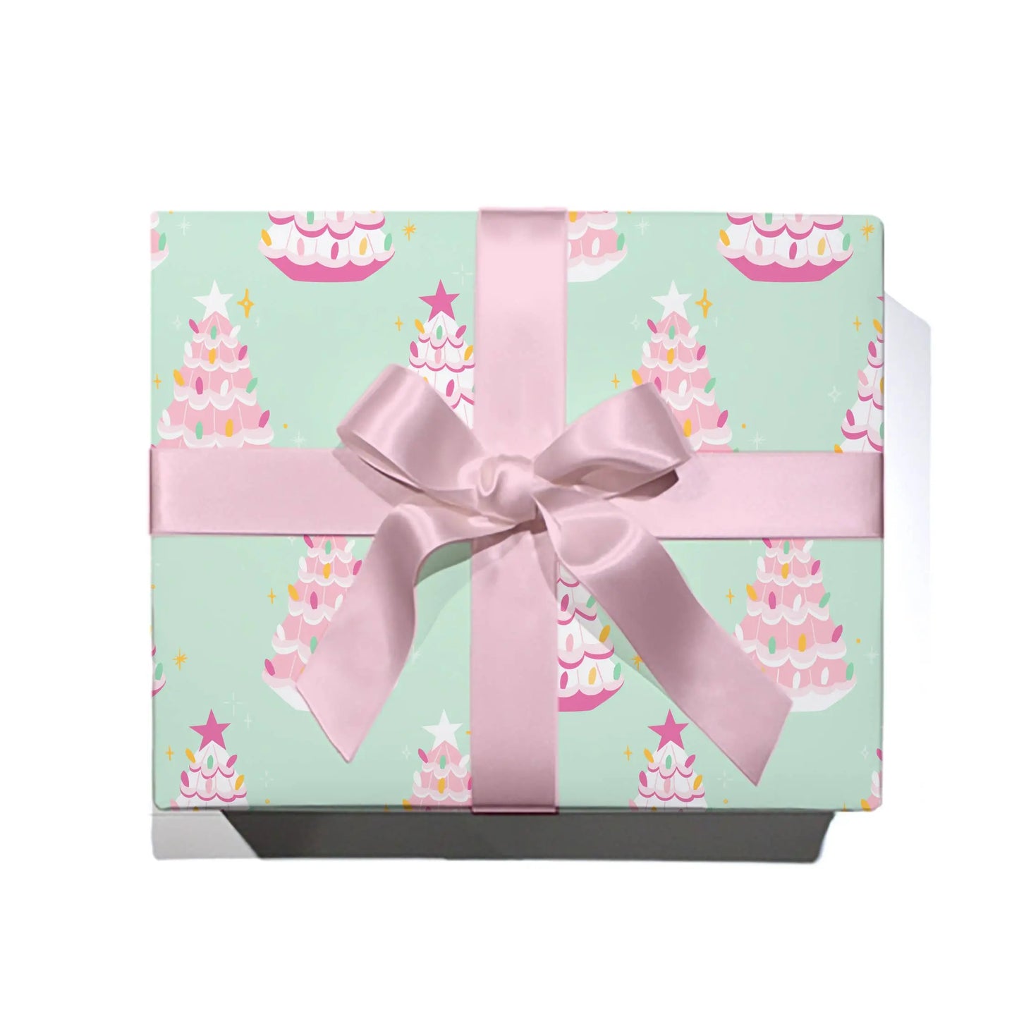 Christmas Pink Retro Trees Wrapping Paper - Roll of 3 Sheets Rock Paper Scissors