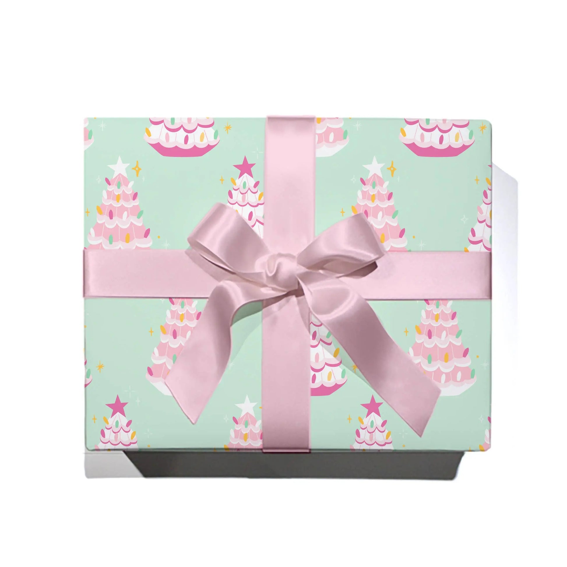 Christmas Pink Retro Trees Wrapping Paper - Roll of 3 Sheets Rock Paper Scissors