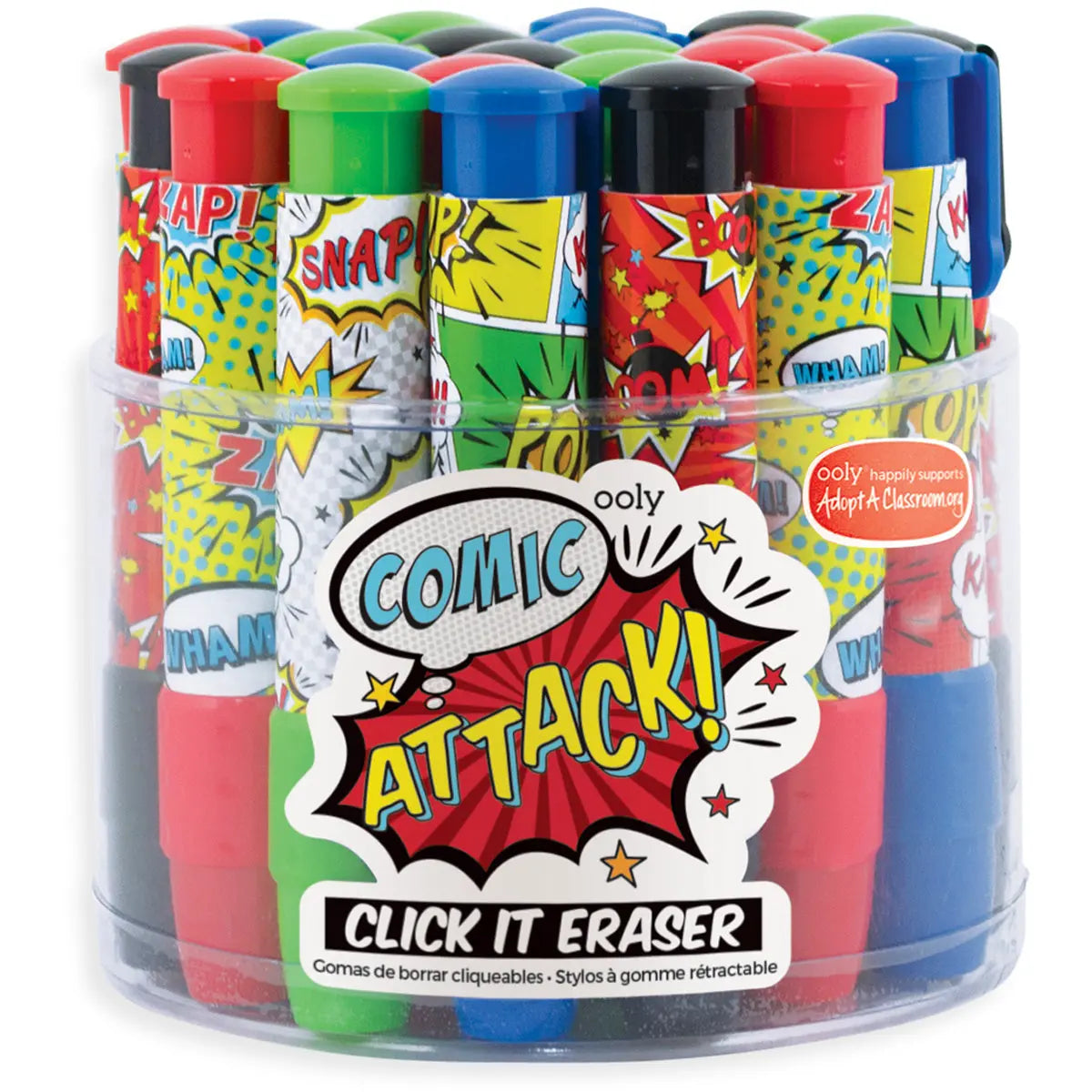 Click It Erasers – Comic Attack tube X1 OOLY