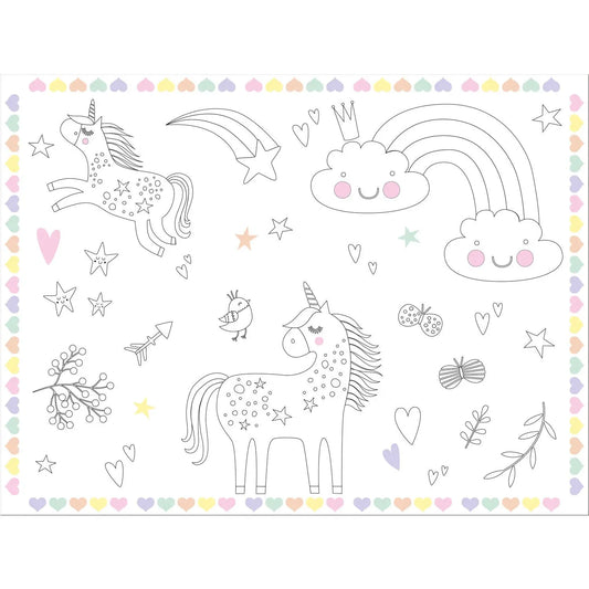 Coloring Placemats Unicorns & Rainbows - 6 pieces Folat