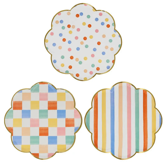 Colourful Pattern Dinner Plates (x 8) Meri Meri