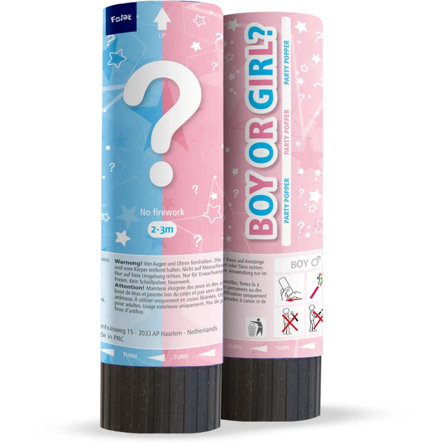 Confetti Cannon Gender Reveal - 15 cm - Boy Folat