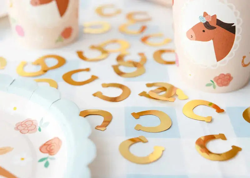 Confetti Horseshoes, gold, approx 15g Partydeco