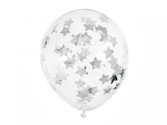 Confetti balloons - stars, 30cm, silver Folat