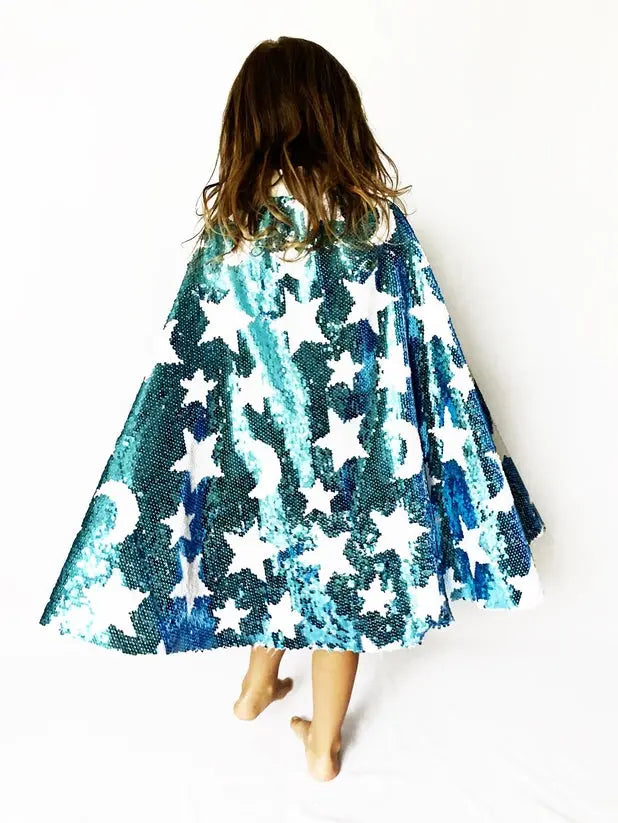 Cosmic Costume Cape with Blue and White Sequins Ratatam
