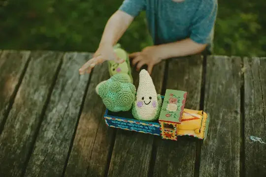 Crochet Toy Handmade Fairtrade Friendly Broccoli Rattle Pebblechild