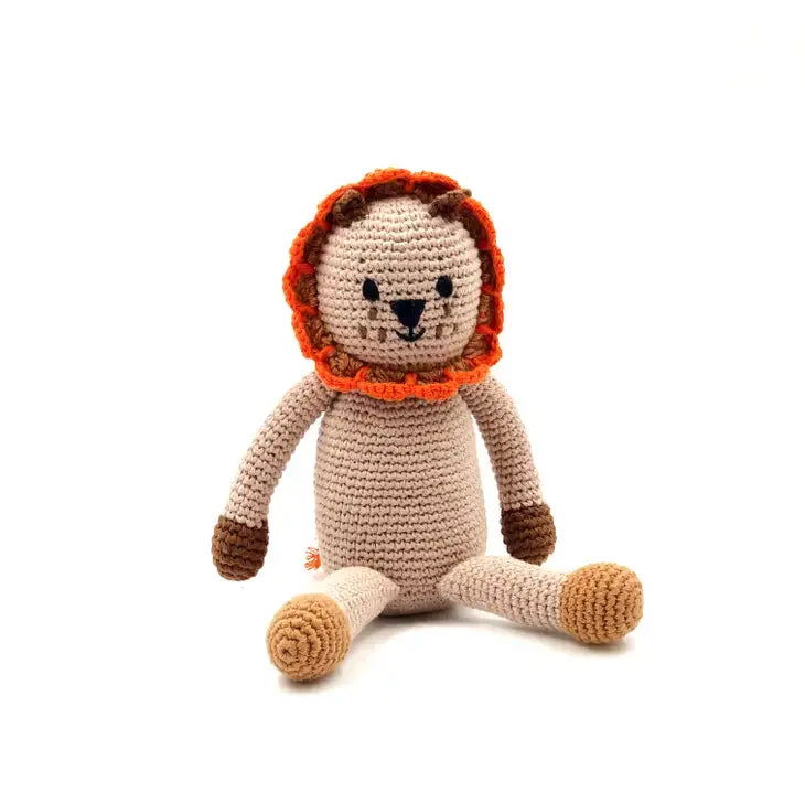 Crochet Toy Handmade Fairtrade Lion Rattle Pebblechild