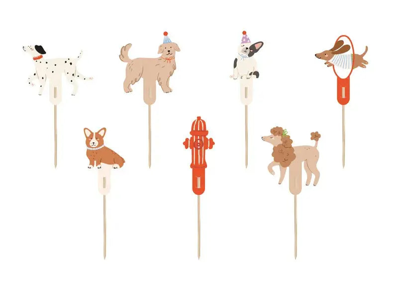 Cupcake toppers Dogs, 7-9.5 cm, mix Partydeco