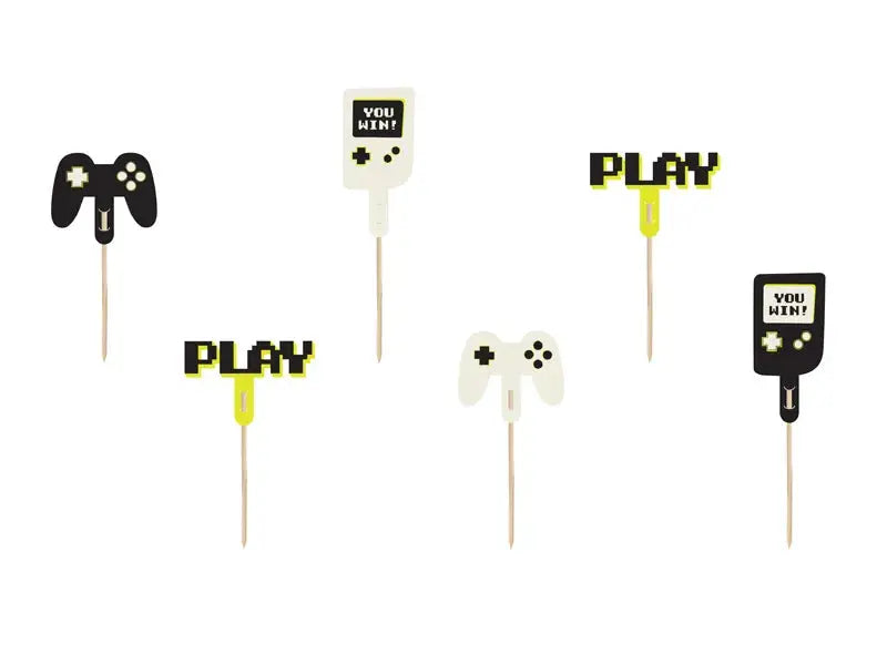 Cupcake toppers - Gamer, 6-10.5 cm, mix Partydeco