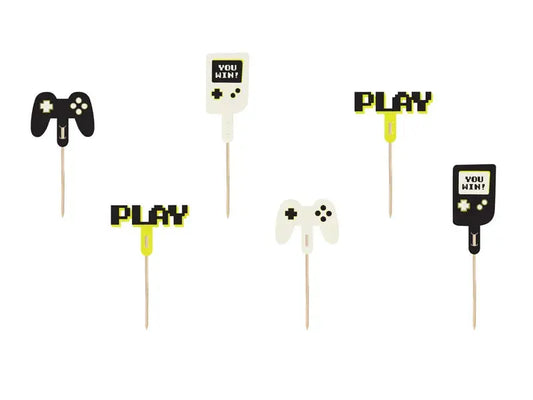 Cupcake toppers - Gamer, 6-10.5 cm, mix Partydeco