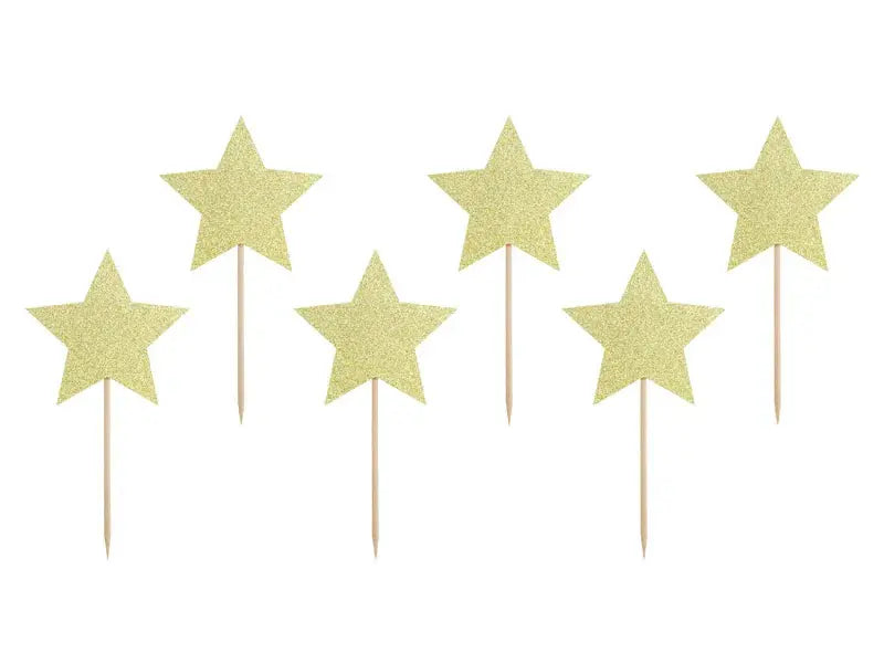 Cupcake toppers - Stars, gold, 11.5cm Partydeco
