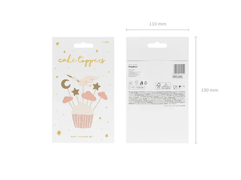 Cupcake toppers - Stork, 11-12 cm Partydeco
