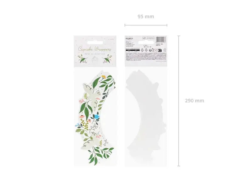 Cupcake wrappers Flowers, 5x7.5x6.5cm, mix Partydeco