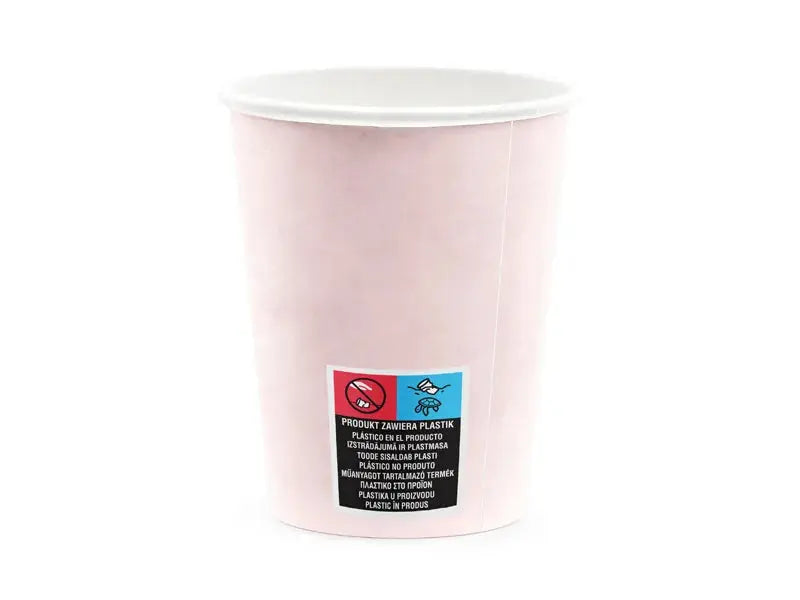 Cups Happy B'day!, light powder pink, 220ml Partydeco