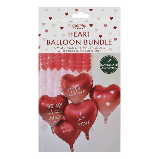 Customisable Heart Valentines Balloons with Stickers GingerRay