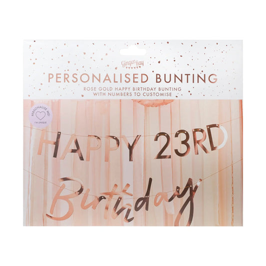 Customisable Milestone Rose Gold Birthday Banner Ginger Ray
